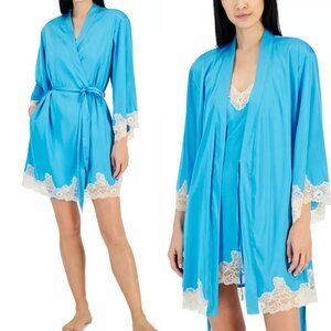 I.N.C. International Concepts Lace-Trim Stretch Satin Robe NWT Sz L